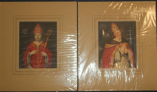 19th century English School Portraits of Bishops, 6 x 4.75in., unframed